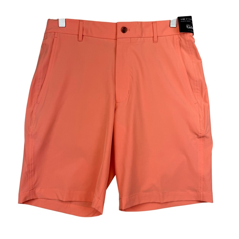 Walter Hagen Shorts‎ Mens 30 Coral Orange Golf 9" Inseam Elastic Waist Stretch